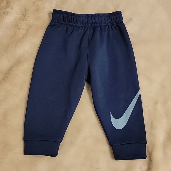 𝅺NIKE NAVY BLUE DRI-FIT JOGGERS, SIZE 12 MONTHS - Picture 1 of 5